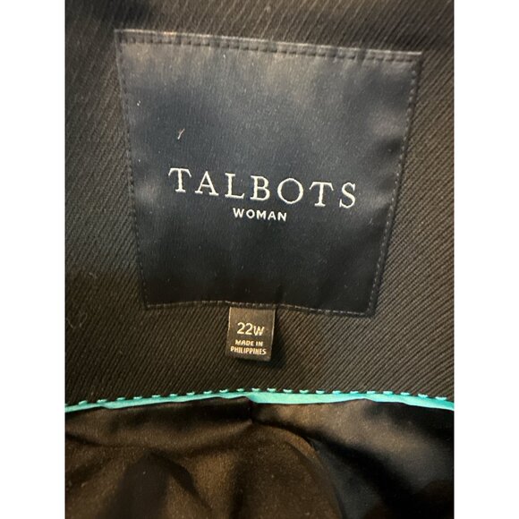 Talbots Womens Double-Breasted Black Coat With Gold Buttons Offiice Size 22W EUC - Picture 5 of 7